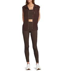 Antonio Melani Stand Collar Sleeveless Zip Front Shearling Vest