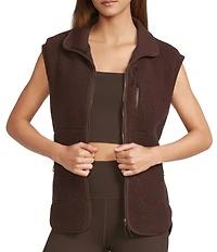 Antonio Melani Stand Collar Sleeveless Zip Front Shearling Vest