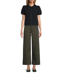 Antonio Melani Stella Short Puff Sleeve Crew Neckline Button Front Cashmere Cardigan