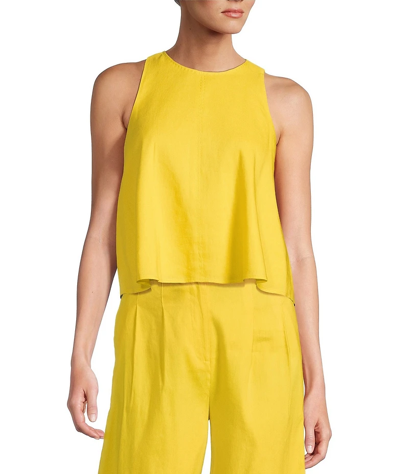 Antonio Melani Audrey Stretch Linen Round Neck Coordinating Blouse