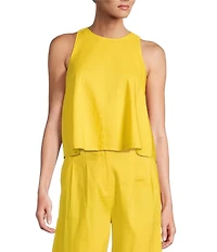 Antonio Melani Audrey Stretch Linen Round Neck Coordinating Blouse