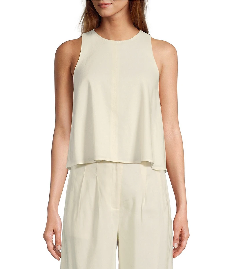Antonio Melani Audrey Stretch Linen Round Neck Coordinating Blouse