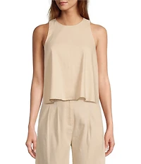 Antonio Melani Audrey Stretch Linen Round Neck Coordinating Blouse