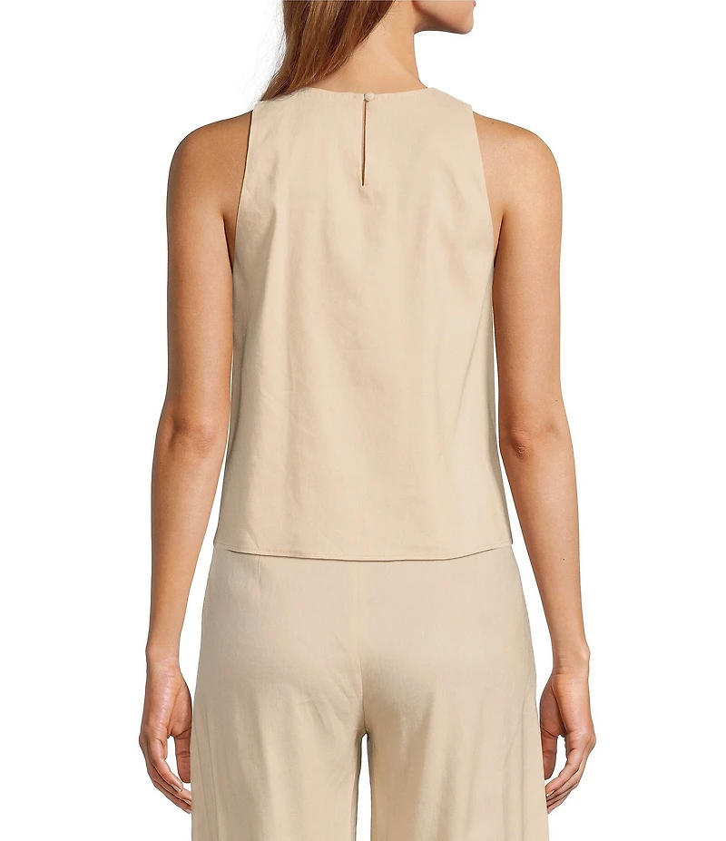 Antonio Melani Audrey Stretch Linen Round Neck Coordinating Blouse