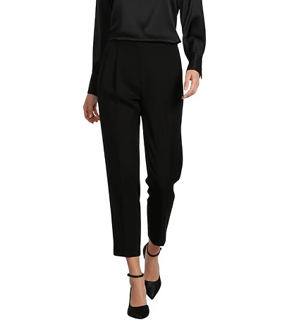 Antonio Melani Coordinating Emery Ponte Twill High Rise Pleated Front Wide Cropped Ankle Trousers