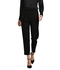 Antonio Melani Coordinating Emery Ponte Twill High Rise Pleated Front Wide Cropped Ankle Trousers