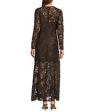 Antonio Melani Susan Lace Long Sleeve Round Neckline Maxi Dress