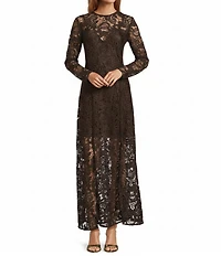 Antonio Melani Susan Lace Long Sleeve Round Neckline Maxi Dress