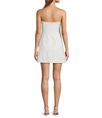 Antonio Melani Susie cotton Blend Floral Applique Straight Strapless A-line Mini Dress