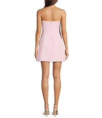 Antonio Melani Susie cotton Blend Floral Applique Straight Strapless A-line Mini Dress