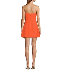 Antonio Melani Susie cotton Blend Floral Applique Straight Strapless A-line Mini Dress