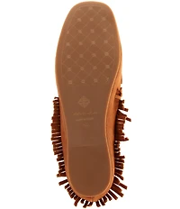 Antonio Melani Sylvan Leather Studded Fringe Moccasin Flats