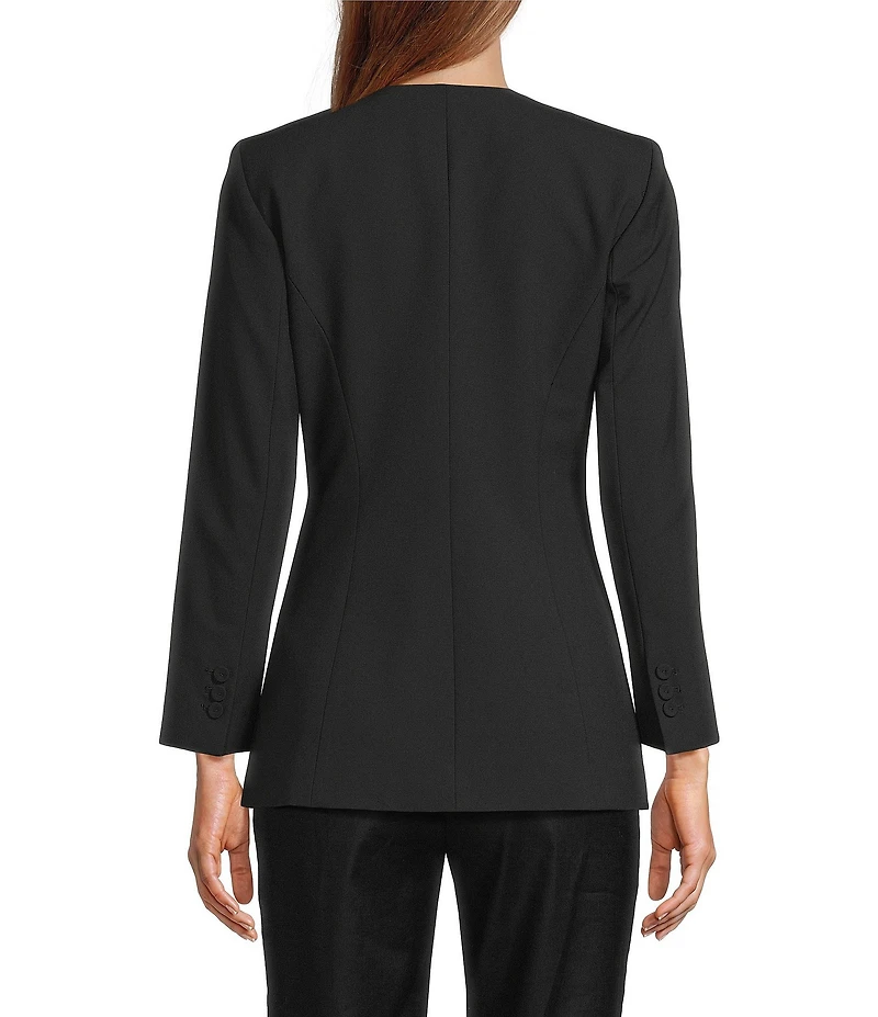 Antonio Melani Tess Bi-Stretch Suiting Round Neckline Button Front Long Sleeve Blazer
