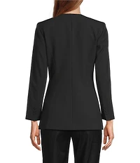 Antonio Melani Tess Bi-Stretch Suiting Round Neckline Button Front Long Sleeve Blazer
