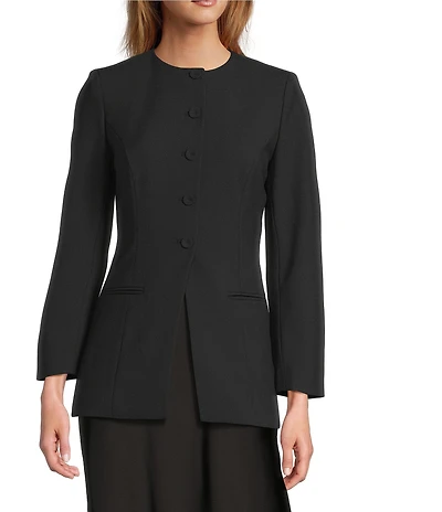 Antonio Melani Tess Bi-Stretch Suiting Round Neckline Button Front Long Sleeve Blazer