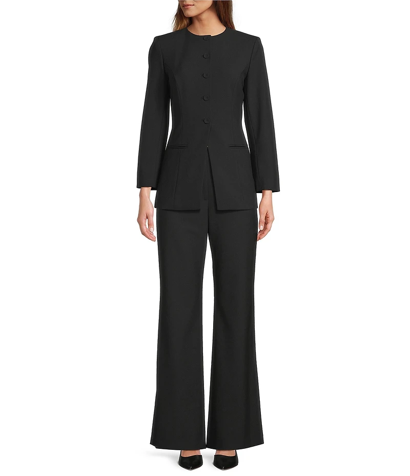 Antonio Melani Tess Bi-Stretch Suiting Round Neckline Button Front Long Sleeve Blazer