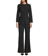 Antonio Melani Tess Bi-Stretch Suiting Round Neckline Button Front Long Sleeve Blazer