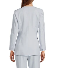 Antonio Melani Tess Slub Suiting Round Neckline Button Front Long Sleeve Blazer