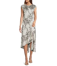 Antonio Melani Tessa Toile Print Round Neck Cap Sleeve Midi Dress