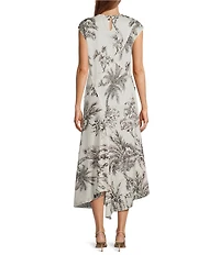 Antonio Melani Tessa Toile Print Round Neck Cap Sleeve Midi Dress
