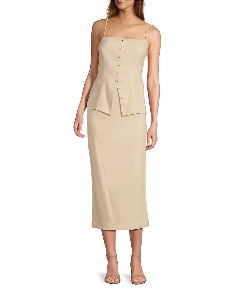 Antonio Melani Thea Linen Square Neck Sleeveless Blouse