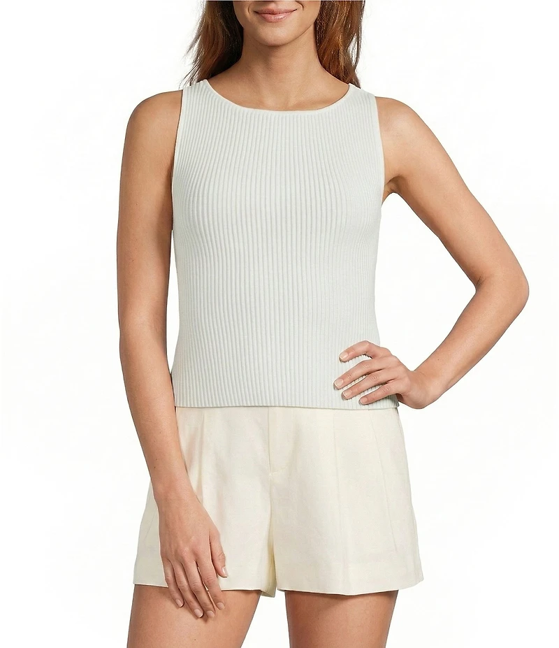 Antonio Melani Tina Ribbed Knit Boat Neck Sleeveless Coordinating Tank Top