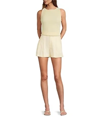 Antonio Melani Tropez Linen High Rise Flat Front Pleated Shorts