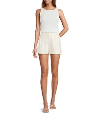 Antonio Melani Tropez Linen High Rise Flat Front Pleated Shorts
