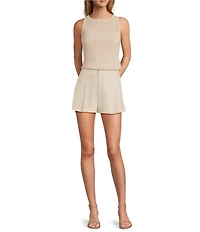 Antonio Melani Tropez Linen High Rise Flat Front Pleated Shorts