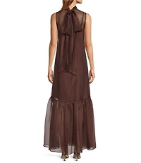 Antonio Melani Uma Organza Tie Back Turtle Neckline Sleeveless Maxi Dress