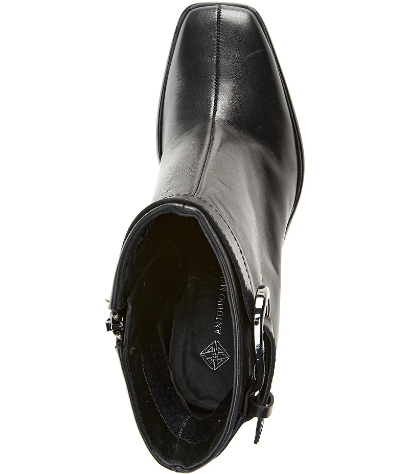 Antonio Melani Velma Leather Buckle Hardware Dress Booties