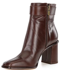 Antonio Melani Velma Leather Buckle Hardware Dress Booties