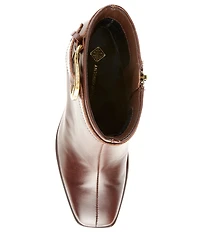 Antonio Melani Velma Leather Buckle Hardware Dress Booties