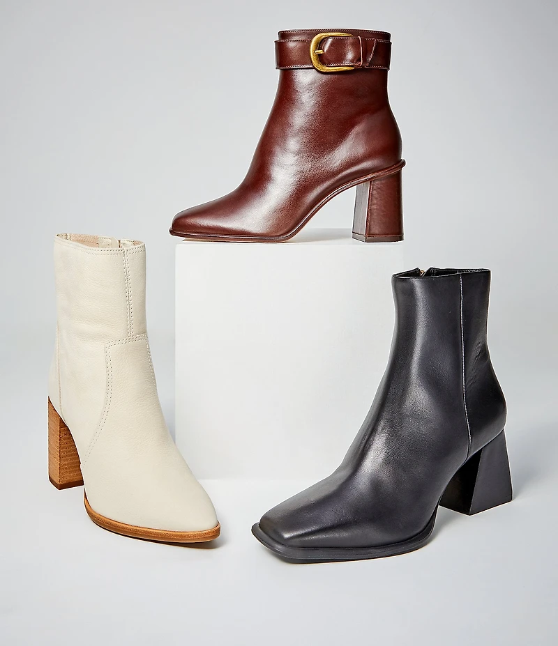 Antonio Melani Velma Leather Buckle Hardware Dress Booties