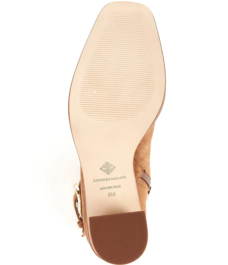 Antonio Melani Velma Suede Buckle Hardware Dress Booties