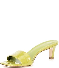 Antonio Melani Vita Crocodile Embossed Patent Leather Dress Slide Sandals