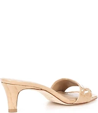 Antonio Melani Vita Crocodile Embossed Patent Leather Dress Slide Sandals