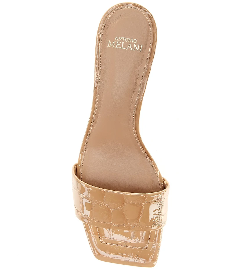 Antonio Melani Vita Crocodile Embossed Patent Leather Dress Slide Sandals