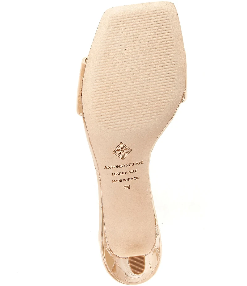 Antonio Melani Vita Crocodile Embossed Patent Leather Dress Slide Sandals