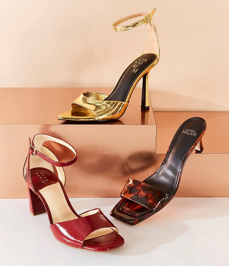 Antonio Melani Vita Patent Leather Tortoise Dress Slide Sandals