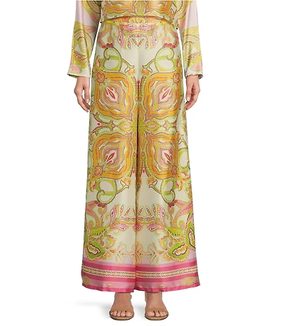 Antonio Melani Coordinating Vivian Printed Satin Wide Leg Pants
