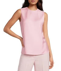 Antonio Melani Wakefield Satin Crew Neckline Sleeveless Blouse