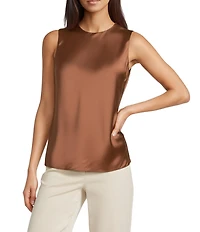 Antonio Melani Wakefield Satin Crew Neckline Sleeveless Blouse