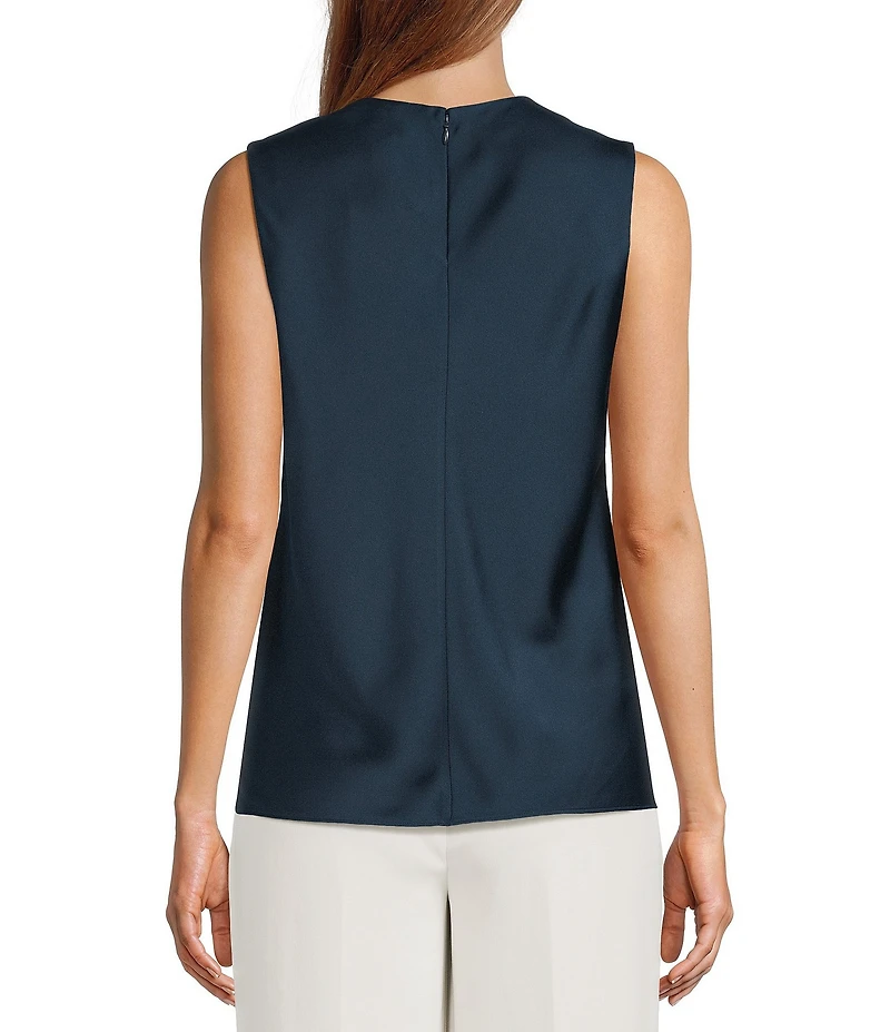 Antonio Melani Wakefield Satin Crew Neckline Sleeveless Blouse