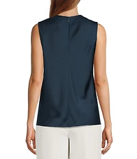 Antonio Melani Wakefield Satin Crew Neckline Sleeveless Blouse