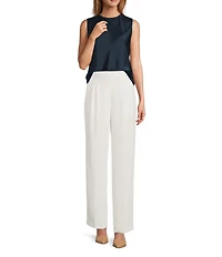 Antonio Melani Wakefield Satin Crew Neckline Sleeveless Blouse