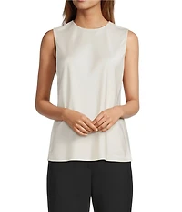 Antonio Melani Wakefield Satin Crew Neckline Sleeveless Blouse