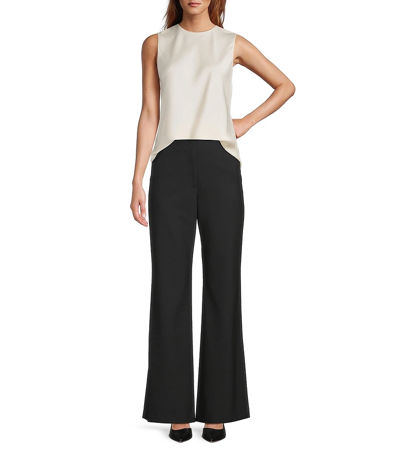 Antonio Melani Wakefield Satin Crew Neckline Sleeveless Blouse