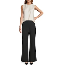 Antonio Melani Wakefield Satin Crew Neckline Sleeveless Blouse