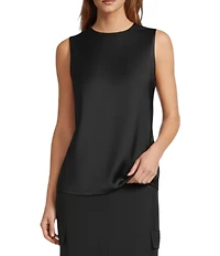 Antonio Melani Wakefield Satin Crew Neckline Sleeveless Blouse